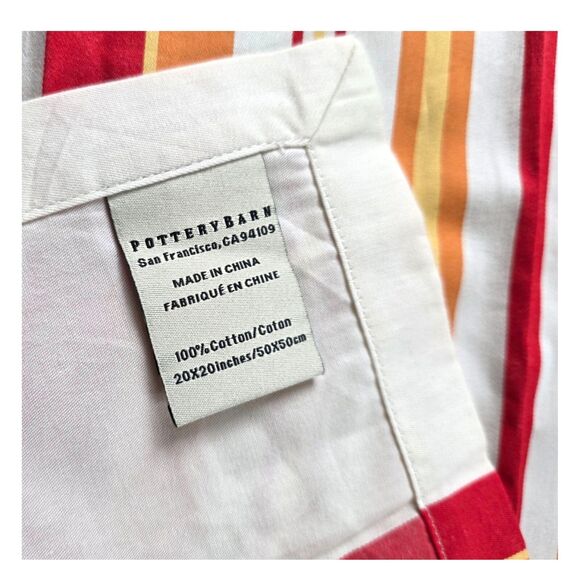 Pottery Barn Stripe 100% Cotton 20" x 20" Napkin Set Cottage Farmhouse (2) - Picture 3 of 4